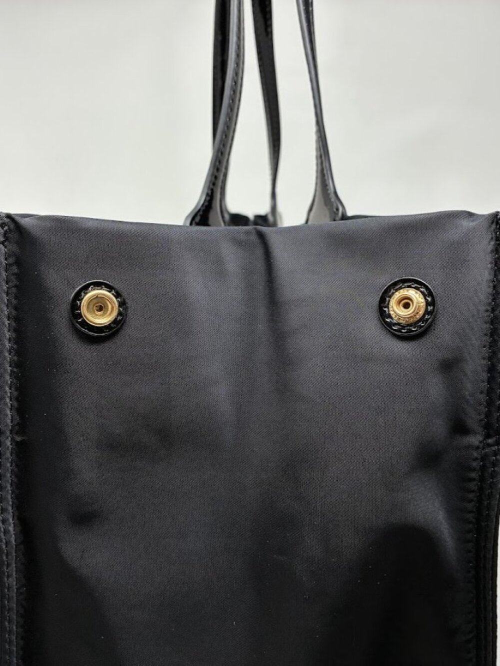 Tory Burch Ella Tote Bag - Black Nylon with Patent Leather Trim - Large - Picture 15 of 16